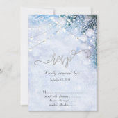 Invitation Branches de pin, lumières de Noël à cordes RSVP (Devant)