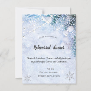 Invitation Branches de pin, Neige, Dîner de répétition des lu