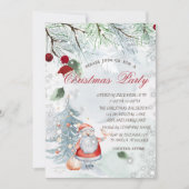 Invitation Branches de pin Père Noël Oiseau Noël (Devant)