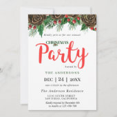 Invitation Branches de pin Pinecone de verdure Fête de Noël à (Devant)