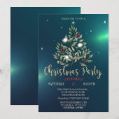 Invitation Branches de pin Société de Noël Partie (Devant / Derrière)