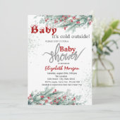 Invitation Branches de pins Baby shower de neige de Berry Hol (Debout devant)