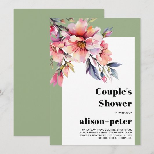 Invitation Branches de rhododendron avec fleurs pour la fête (Devant / Derrière)