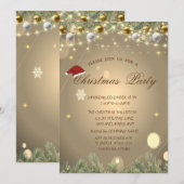 Invitation Branches de sapin Boules Entreprise de Noël  (Devant / Derrière)