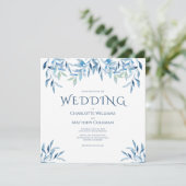 Invitation Branches de saule bleu, Aquarelle, Mariage (Debout devant)