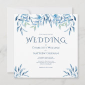 Invitation Branches de saule bleu, Aquarelle, Mariage (Devant)