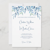 Invitation Branches de saule bleu, Mariage d'aquarelle (Devant)
