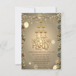 Invitation Branches de verre à champagne Société de Noël