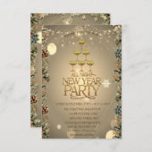 Invitation Branches de verre de Champagne Compagnie de Noël (Devant / Derrière)