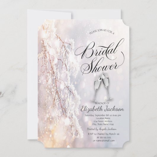 Invitation Branches de Winter Wonderland Shower de Mariée en (Devant)