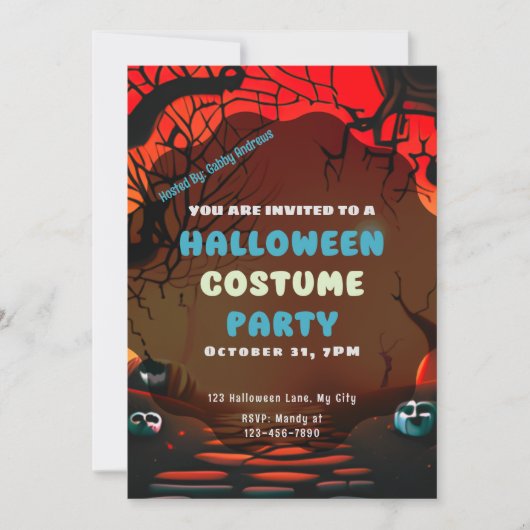 Invitation Branches déplaisantes du paysage rouge Sun Hallowe (Devant)