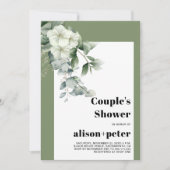 Invitation Branches d'Eucalyptus, douche à couple de fleurs (Devant)