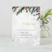 Invitation Branches d'hiver Berries rouges Snowflake Wedding  (Debout devant)