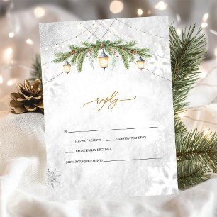 Invitation Branches d'hiver Lantern Snowflakes Mariage RSVP