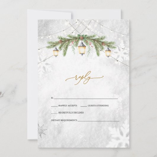 Invitation Branches d'hiver Lantern Snowflakes Mariage RSVP (Devant)