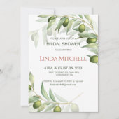 Invitation Branches d'olive Aquarelle Fête des mariées rustiq (Devant)