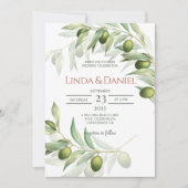 Invitation Branches d'olive Aquarelle Mariage rustique (Devant)