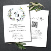 Invitation Branches d'olive Monogramme Mariage de couronne