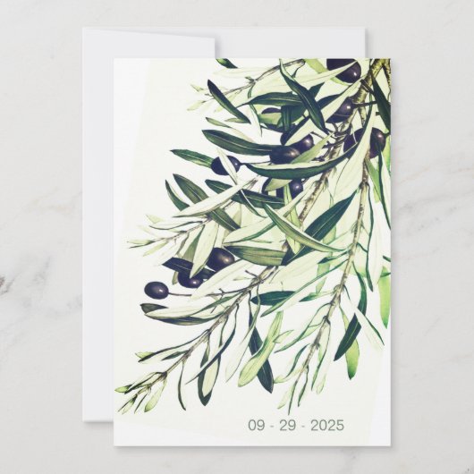 Invitation Branches d'olive verte italienne mariage (Dos)