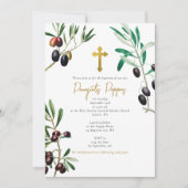 Invitation Branches d'olivier Grec Baptême de baptême orthodo (Devant)