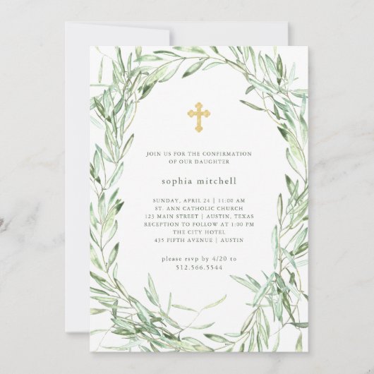 Invitation Branches d'olivier méditerranéen | Confirmations (Devant)