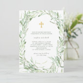 Invitation Branches d'olivier méditerranéen Première communio (Debout devant)