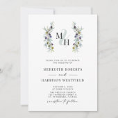 Invitation Branches d'olivier Symbole de l'amour Monogramme M (Devant)