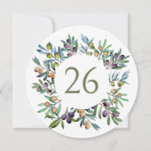 Invitation Branches d'olivier vert Cercle toscan Numéro de ta (Dos)