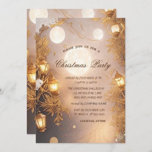 Invitation Branches élégantes Entreprise de lanterne rustique (Devant / Derrière)
