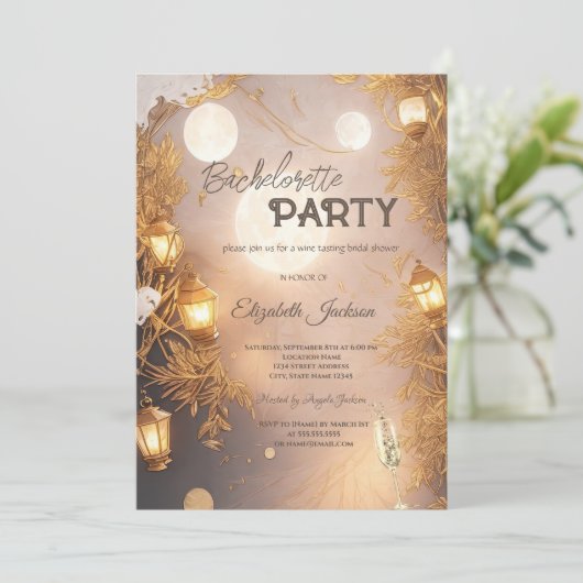 Invitation Branches élégantes Lanterne rustique (Debout devant)