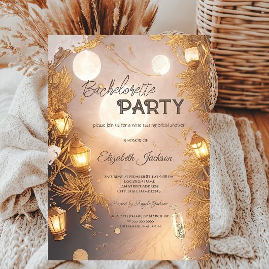 Invitation Branches élégantes Lanterne rustique