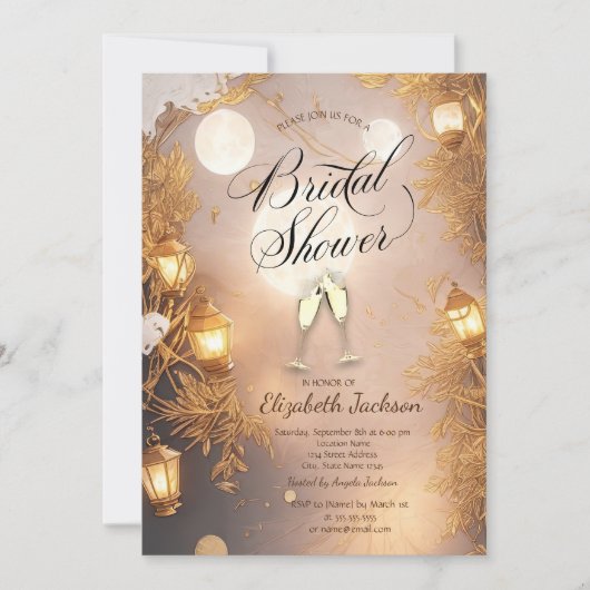 Invitation Branches Élégantes Réception de Mariage Lanterne R (Devant)