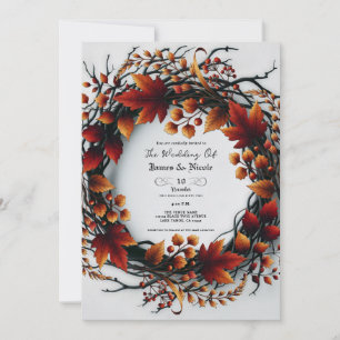 Invitation Branches et Feuilles Élégante Fleurie d'Automne Ma