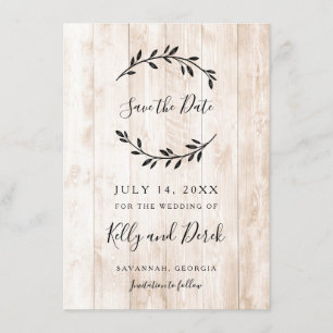 Invitation Branches minimalistes en bois rustique Sauvez la d