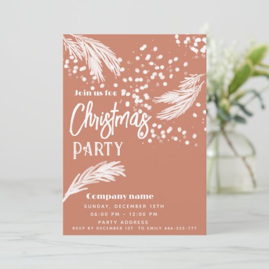 Invitation Branches modernes de pin blanc d'aquarelle (Debout devant)