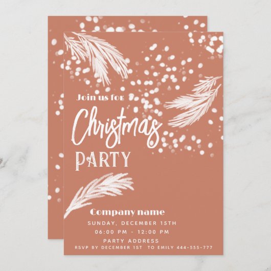 Invitation Branches modernes de pin blanc d'aquarelle (Devant / Derrière)