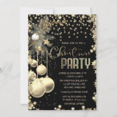 Invitation Branches Or Balls Stars Black Company Noël (Devant)