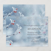 Invitation Branches Réception Bleue Hiver Merveilleux (Devant / Derrière)