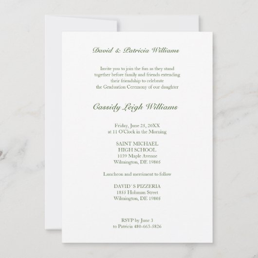 Invitation Branches tropicales & Fleurs blanches Graduation (Dos)