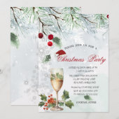 Invitation Branches, Verre, Berry Holly, Noël d'entreprise (Devant / Derrière)