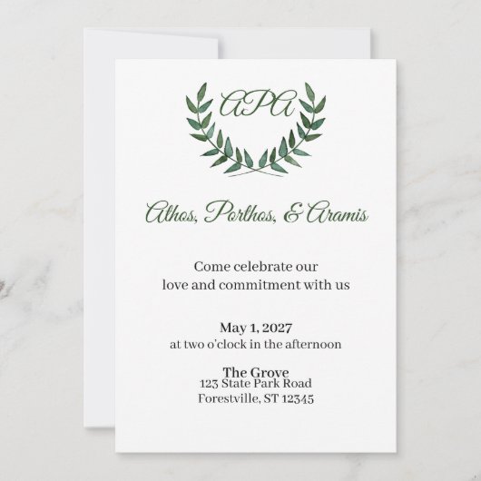 Invitation Branches Vertes (Devant)