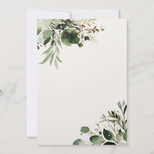 Invitation Branches vertes et Mariage de crème (Dos)