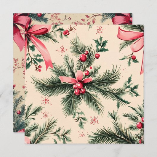 Invitation Branches Vintages de Pinkmas Imprimables Vaches et (Devant / Derrière)