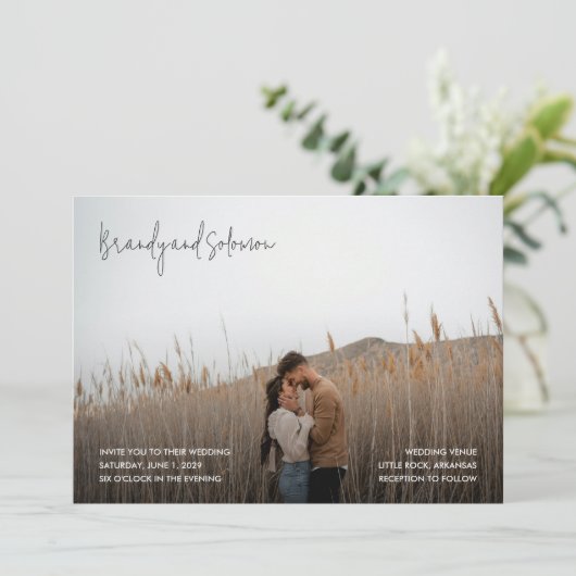 Invitation Brandy Simple Photo Mariage moderne (Debout devant)