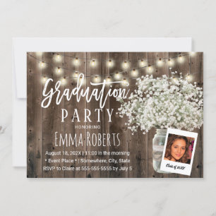 Invitation Bras de bébé rustique Floral Jar Photo Graduation