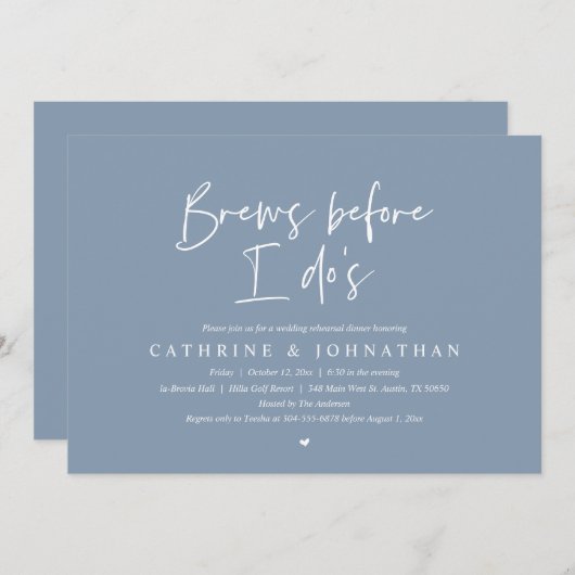 Invitation Brasse avant moi, Dîner de répétition Mariage (Devant / Derrière)