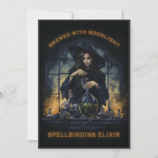 Invitation Brassée Avec Sorcière au Clair de Lune (Devant)