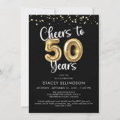 Invitation Bravo à 50 ans Ballons Confetti (Devant)