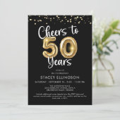 Invitation Bravo à 50 ans Ballons Confetti (Debout devant)