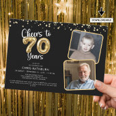 Invitation Bravo à 70 ans 2 Photos Script Balloon